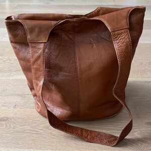 Frye Brown Leather Bucket Tote